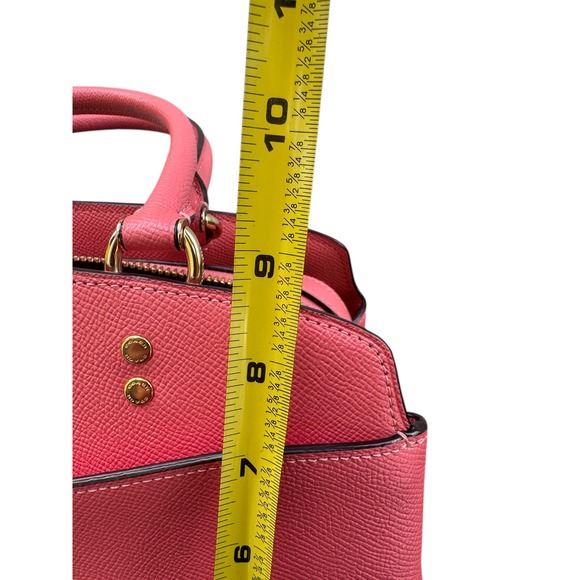 Coach Lillie Carryall Satchel Handbag Coral Pink‎ Leather Handle Crossbody Bag - Picture 10 of 13